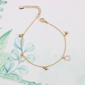 "Delicate Rose Gold Bracelet with CZ Charms & Adjustable Chain, XPBL0843
